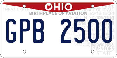 OH license plate GPB2500