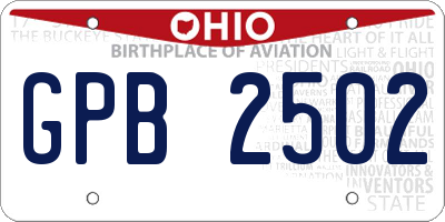 OH license plate GPB2502