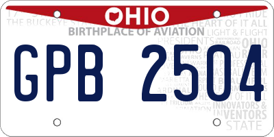 OH license plate GPB2504