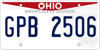 OH license plate GPB2506