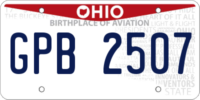 OH license plate GPB2507