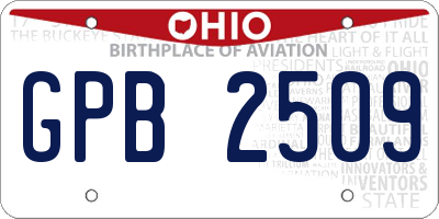 OH license plate GPB2509