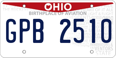 OH license plate GPB2510
