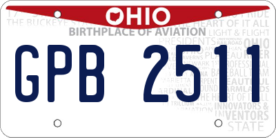 OH license plate GPB2511