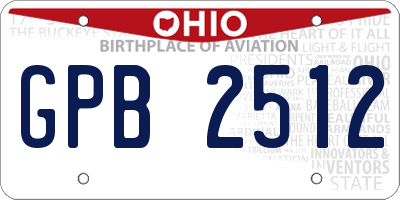 OH license plate GPB2512