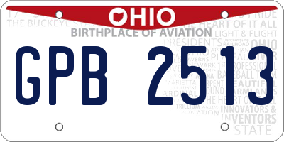 OH license plate GPB2513