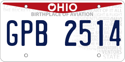 OH license plate GPB2514