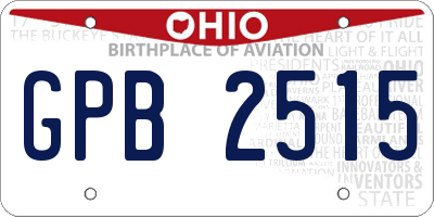 OH license plate GPB2515