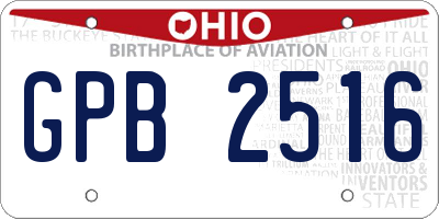 OH license plate GPB2516