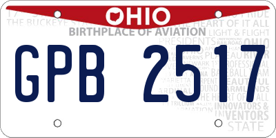 OH license plate GPB2517
