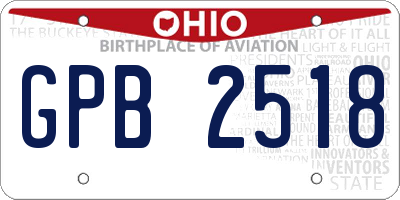 OH license plate GPB2518