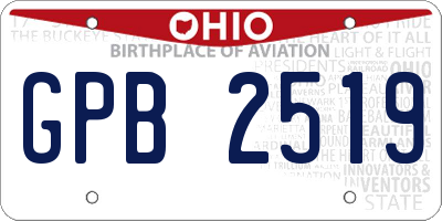 OH license plate GPB2519