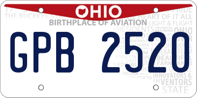 OH license plate GPB2520