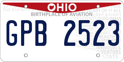OH license plate GPB2523