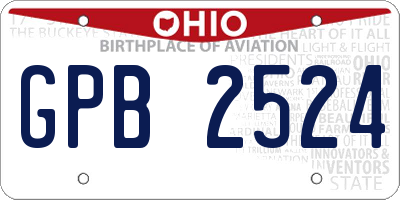OH license plate GPB2524