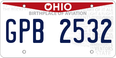 OH license plate GPB2532