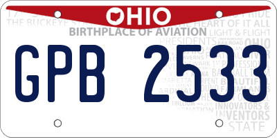 OH license plate GPB2533