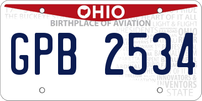 OH license plate GPB2534