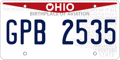 OH license plate GPB2535
