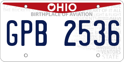 OH license plate GPB2536