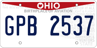 OH license plate GPB2537