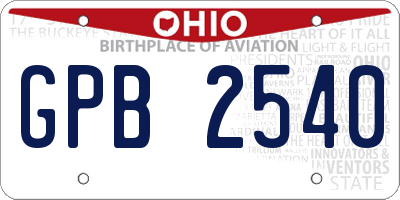 OH license plate GPB2540
