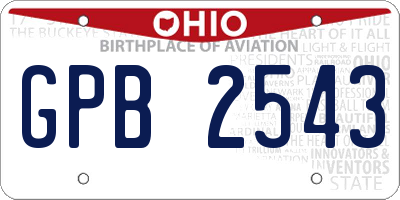 OH license plate GPB2543