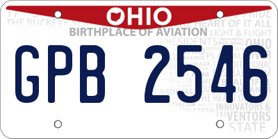 OH license plate GPB2546