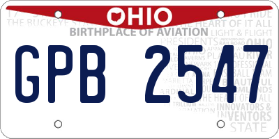 OH license plate GPB2547