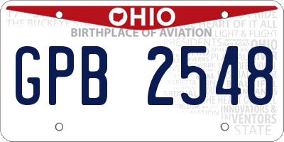 OH license plate GPB2548