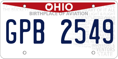 OH license plate GPB2549