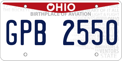 OH license plate GPB2550
