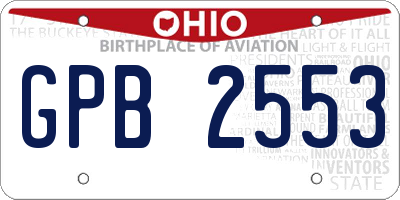 OH license plate GPB2553