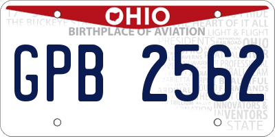 OH license plate GPB2562