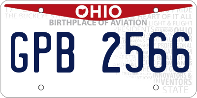OH license plate GPB2566