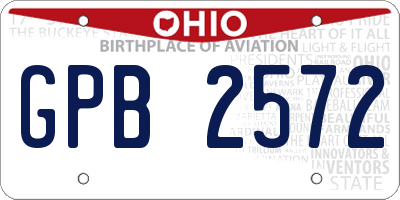 OH license plate GPB2572