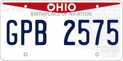 OH license plate GPB2575
