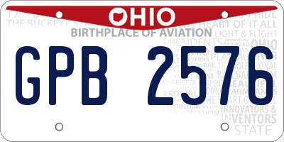 OH license plate GPB2576