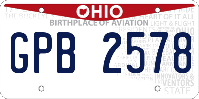 OH license plate GPB2578