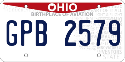 OH license plate GPB2579