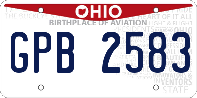 OH license plate GPB2583
