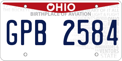OH license plate GPB2584