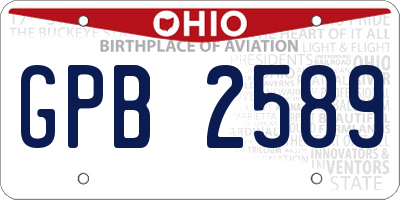 OH license plate GPB2589