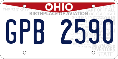 OH license plate GPB2590