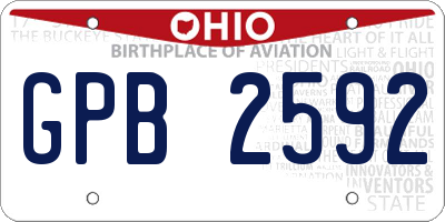 OH license plate GPB2592