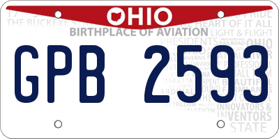 OH license plate GPB2593