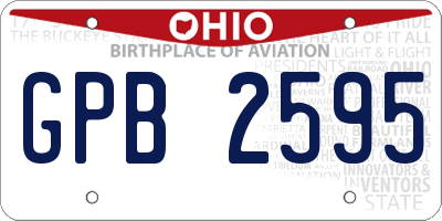 OH license plate GPB2595