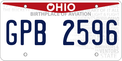 OH license plate GPB2596
