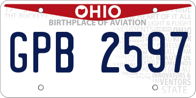 OH license plate GPB2597