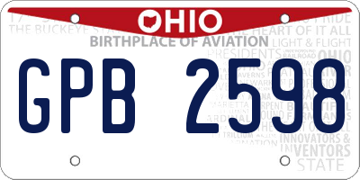 OH license plate GPB2598